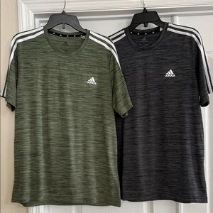 adidas Men's Short Sleeve Training Tees - Olive & Charcoal Heather